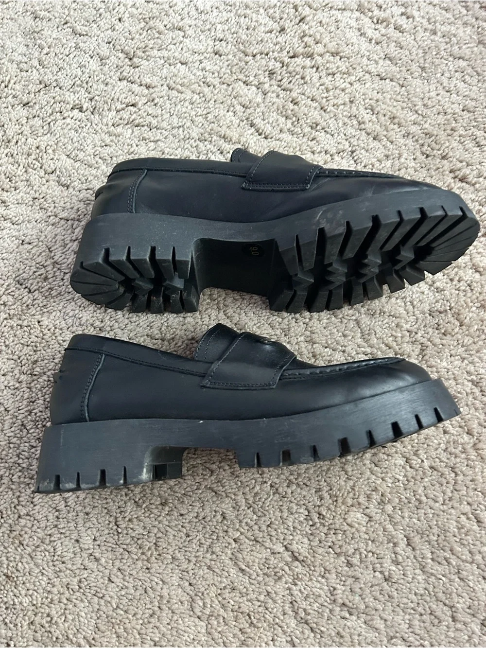 Steve Madden Black Lug Sole Penny Loafers